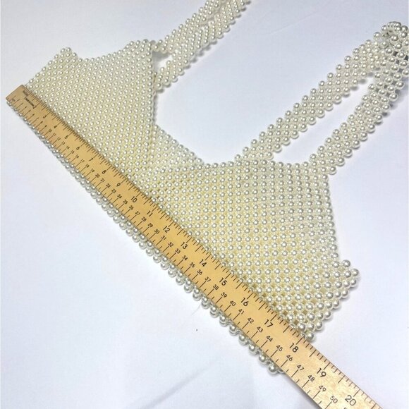 Beaded Tank Top Pearls Bra One Size - Picture 9 of 10